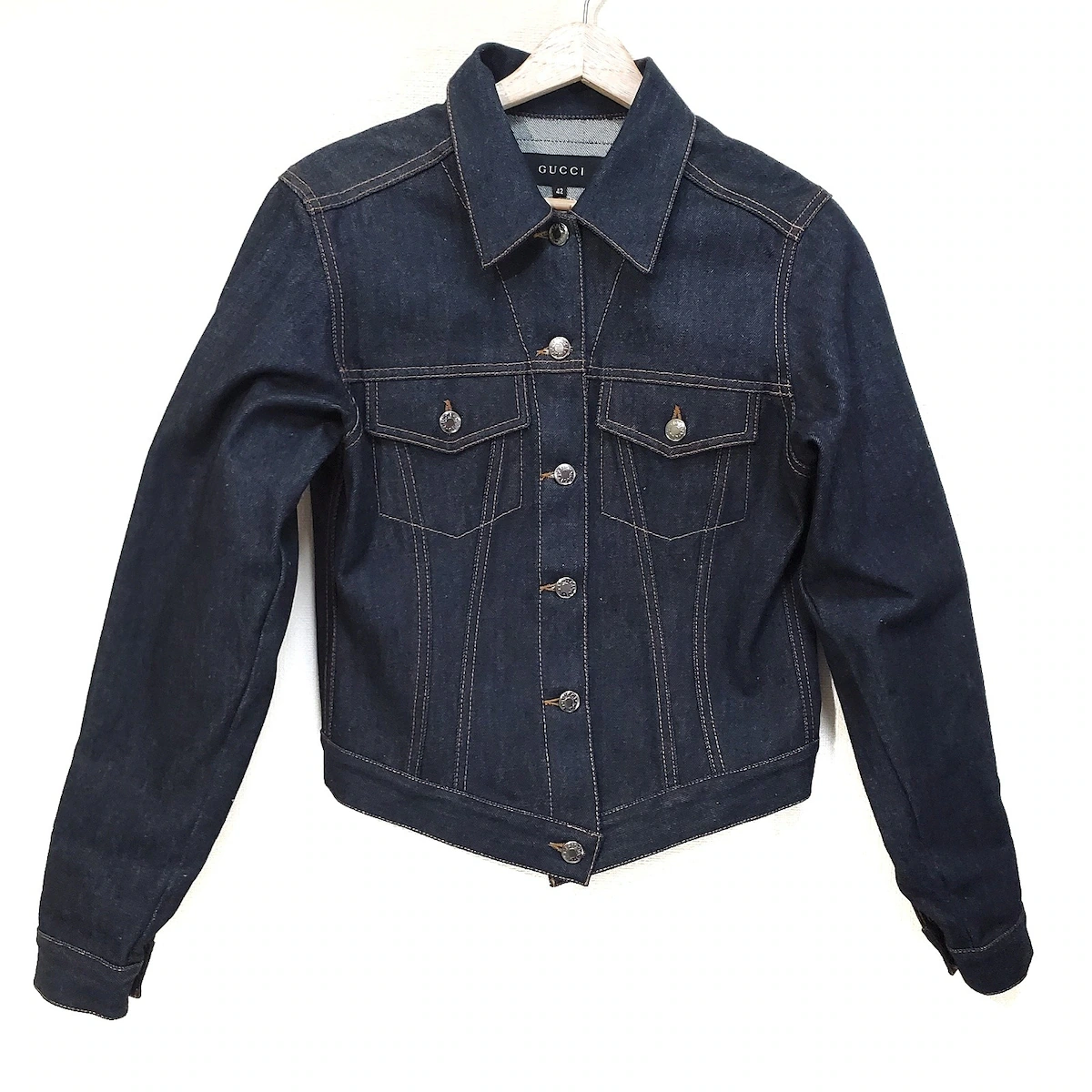 Chaqueta ligera GG Denim azul marino de segunda mano, talla 42