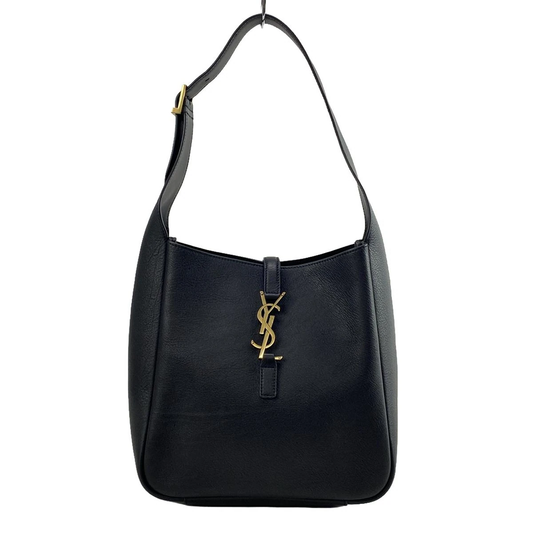 PRE-OWNED YSL PARIS LE 5 A 7 Soft Small Shoulder Bag Black Grain Leather