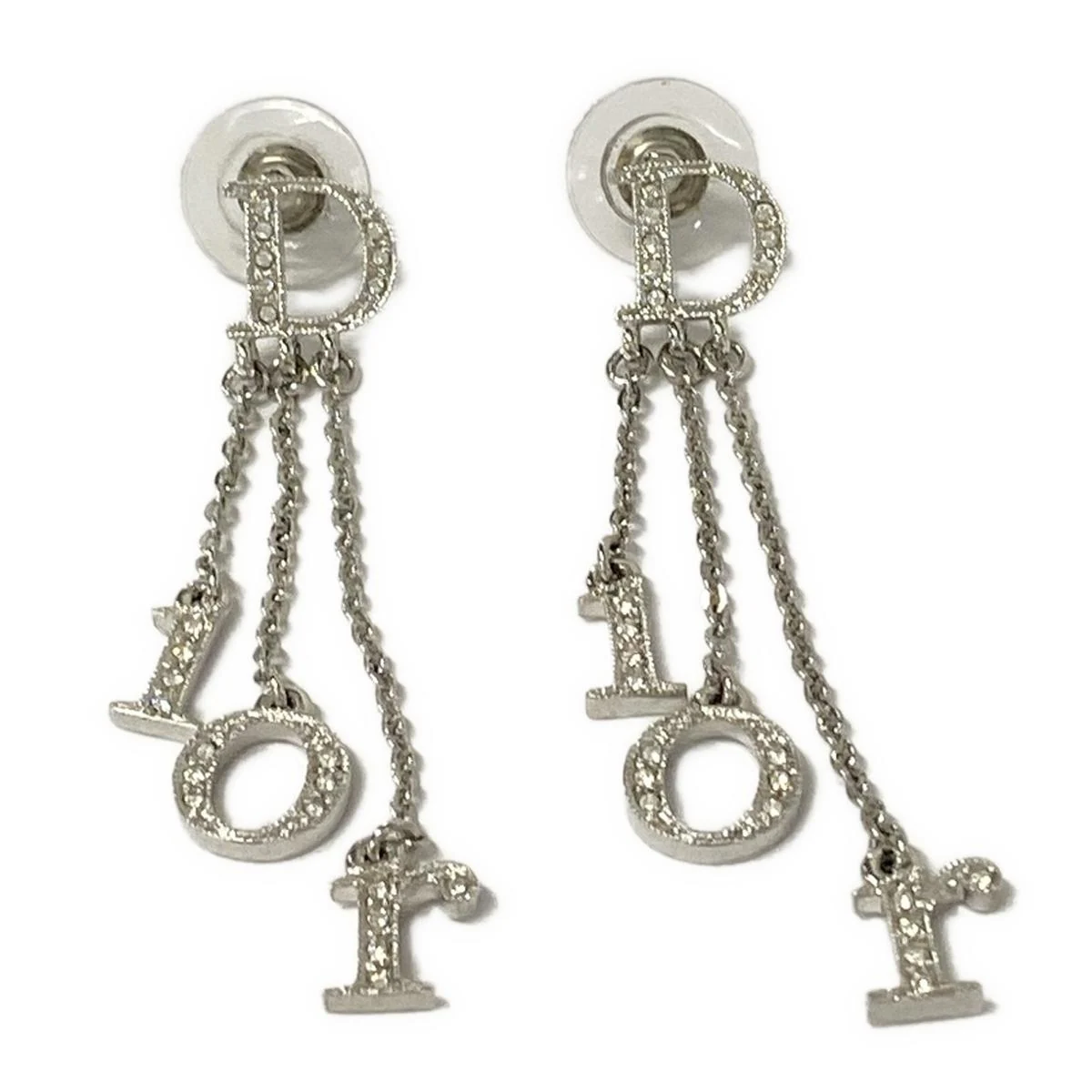 Pendientes de diamantes de imitación con herrajes plateados USADOS