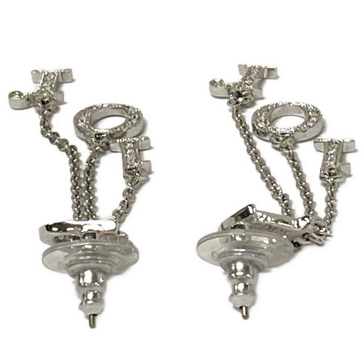 Pendientes de diamantes de imitación con herrajes plateados USADOS