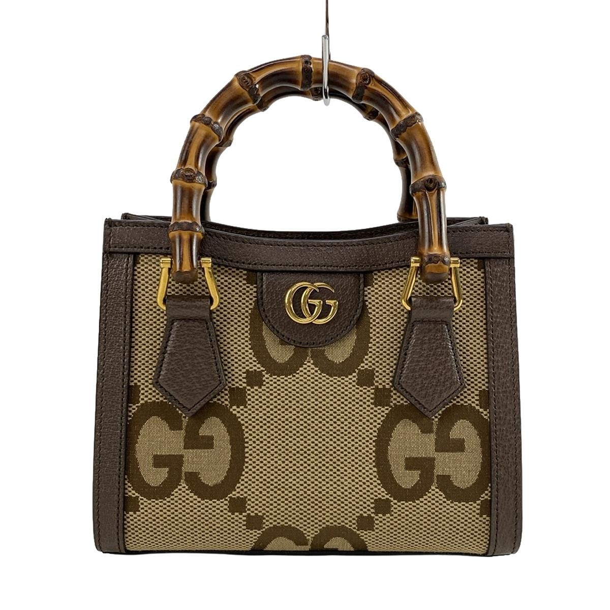 Minibolso tote GG Diana de piel jacquard beige y marrón oscuro USADO