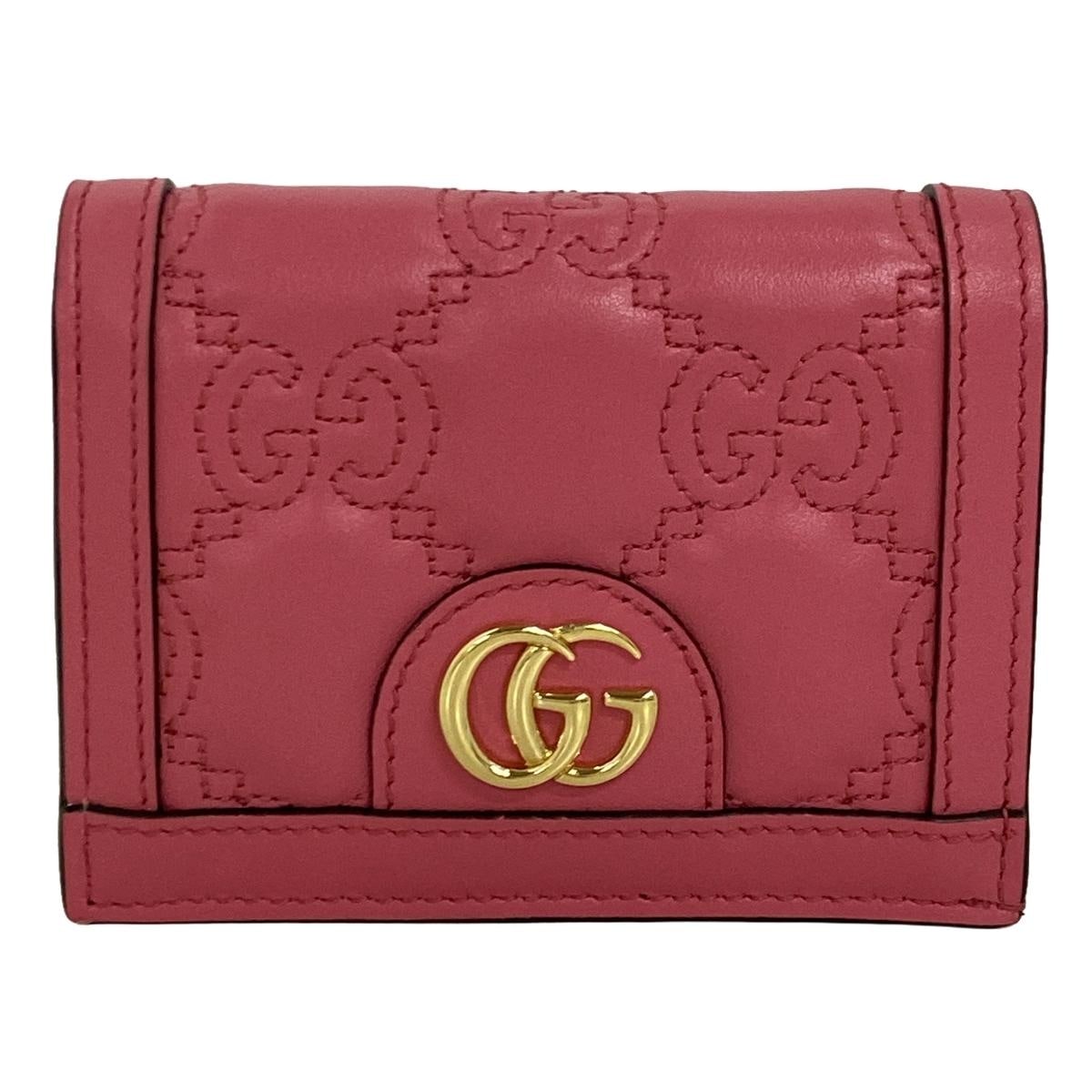 PRE-OWNED GG Pink GG Matelasse Card Case Wallet Bifold Wallet