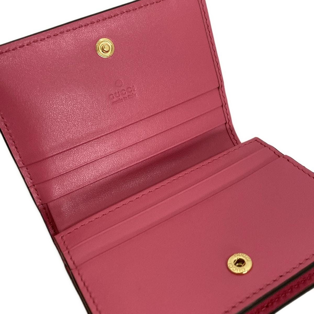 PRE-OWNED GG Pink GG Matelasse Card Case Wallet Bifold Wallet