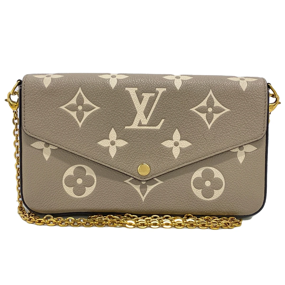 PRE-OWNED LV Felice Pochette Bicolor Monogram Turtrail Creme Crossbody Bag