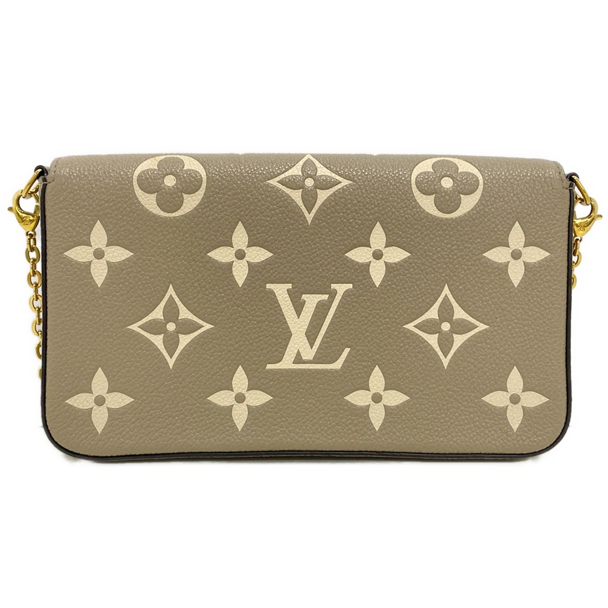 PRE-OWNED LV Felice Pochette Bicolor Monogram Turtrail Creme Crossbody Bag