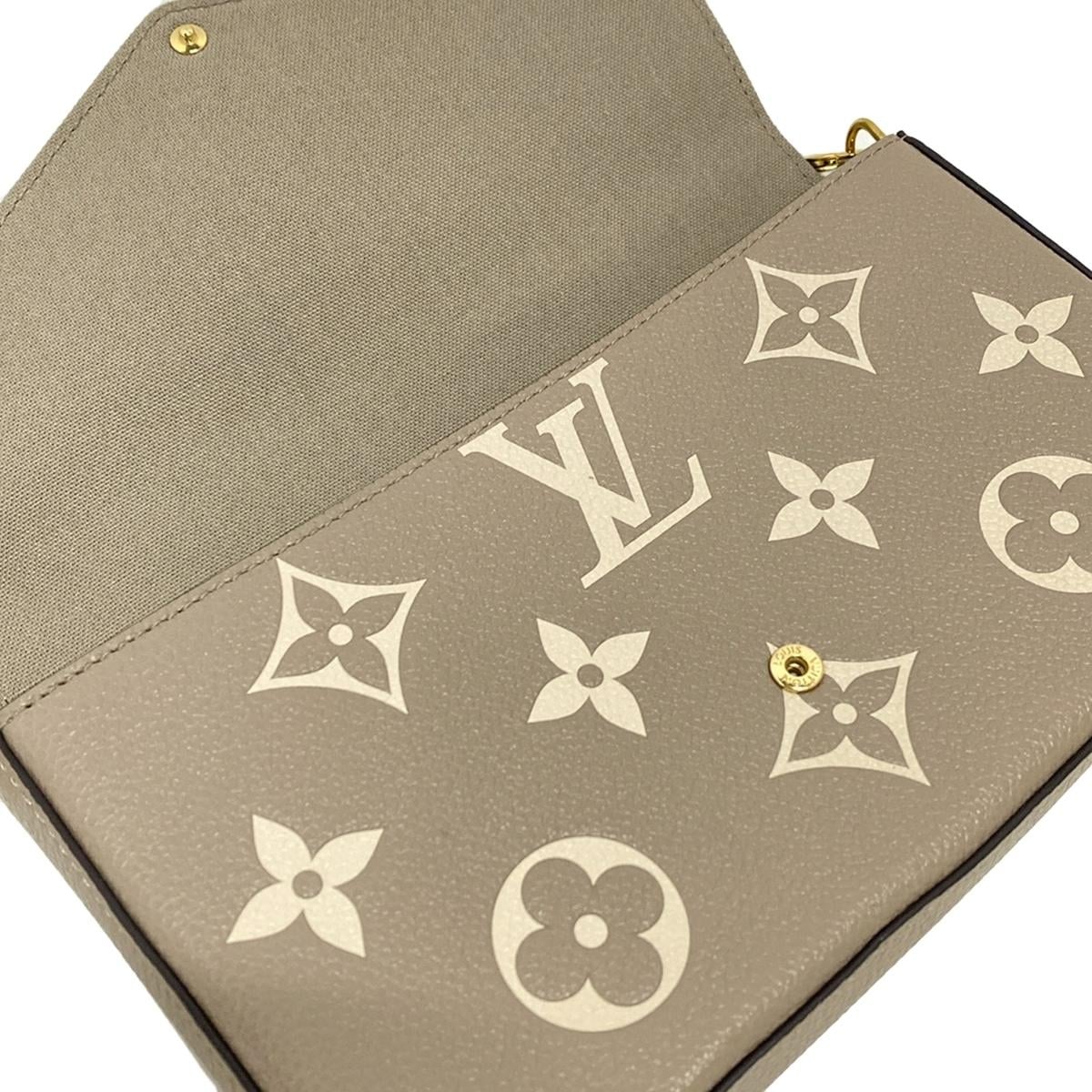 PRE-OWNED LV Felice Pochette Bicolor Monogram Turtrail Creme Crossbody Bag