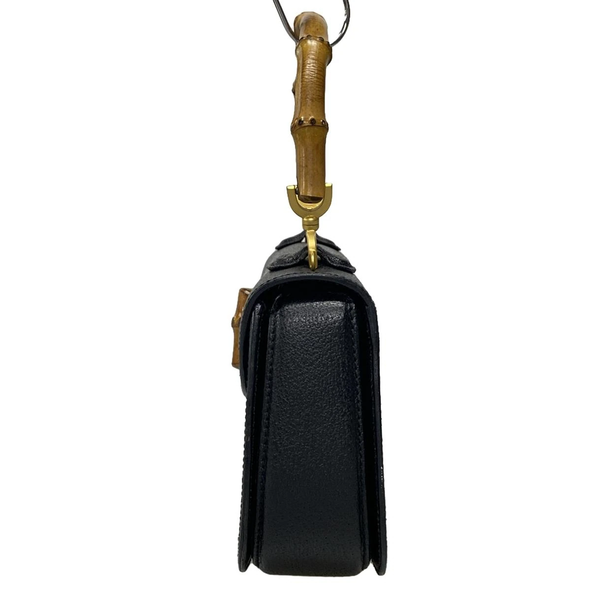 Bolso de mano clásico GG Bamboo de piel negra de segunda mano