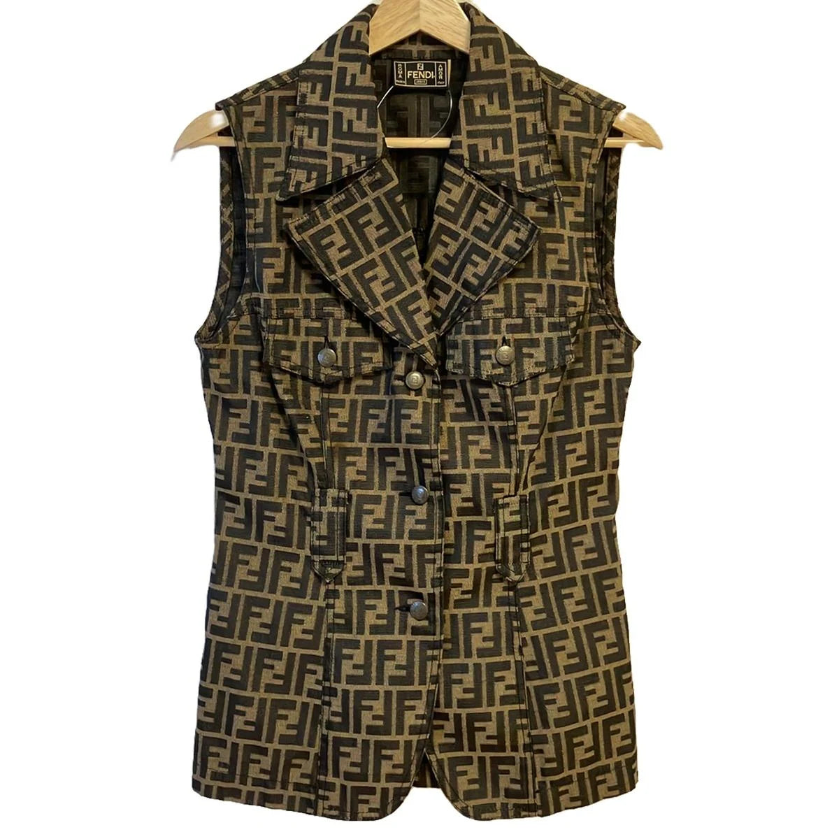 PRE-OWNED Black Brown Women's Jeans Vest