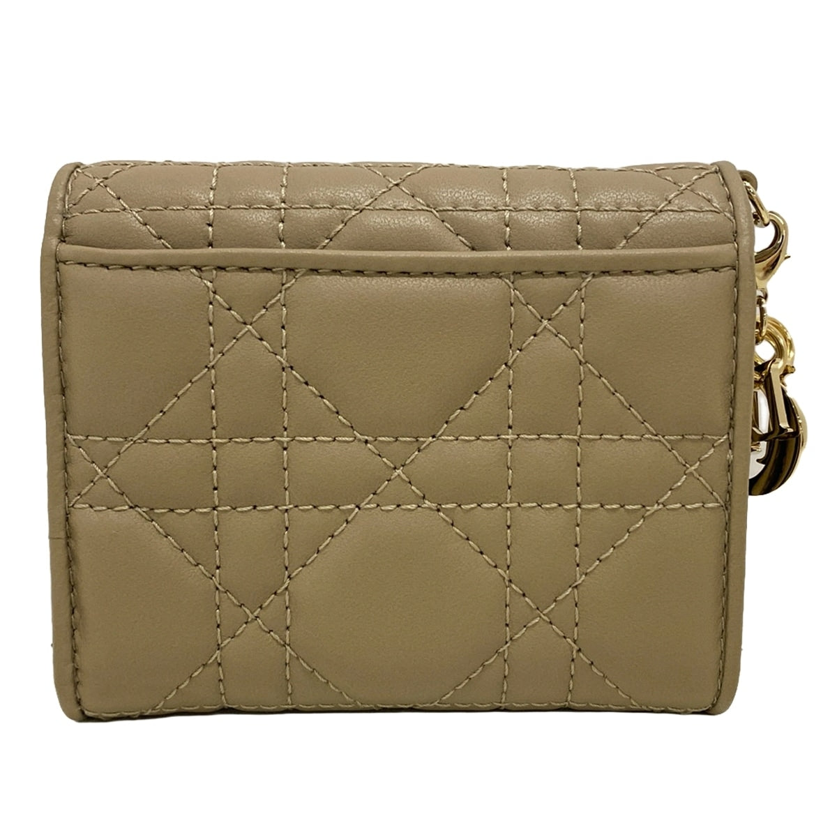 Cartera Lady Dior Trifold de piel marrón claro de segunda mano