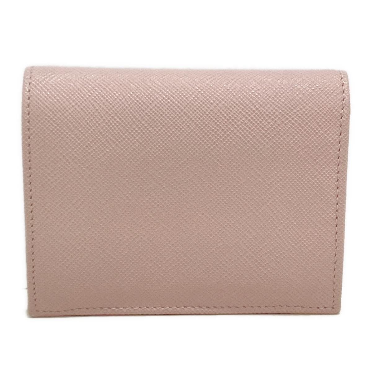 Cartera plegable de piel saffiano rosa claro de segunda mano