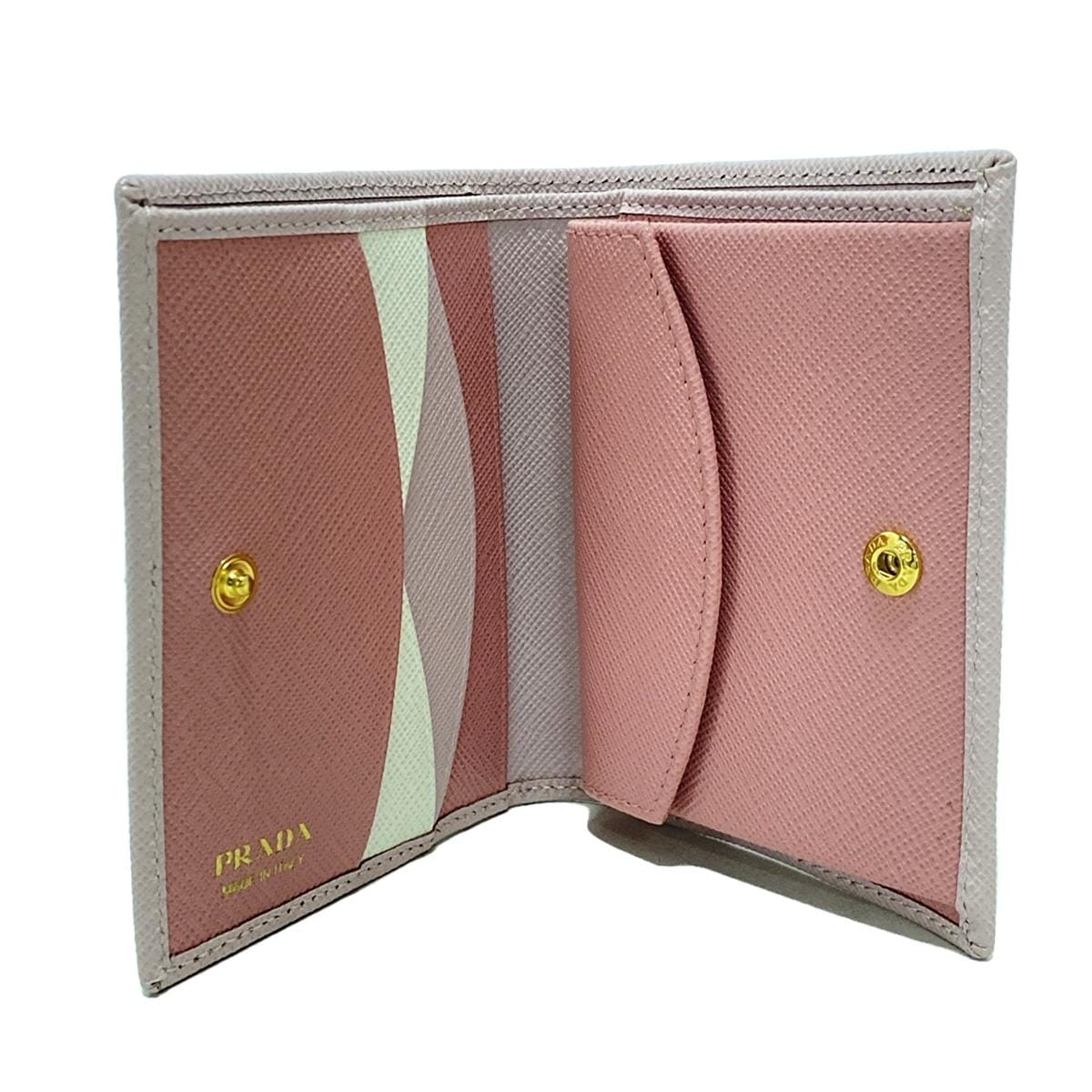 Cartera plegable de piel saffiano rosa claro de segunda mano