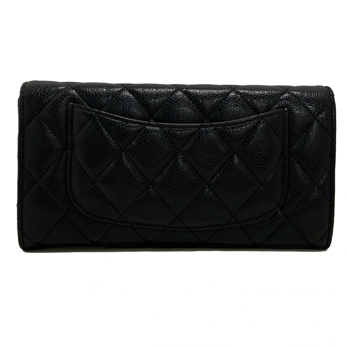 Cartera larga CC Matelasse de segunda mano en piel de caviar negra