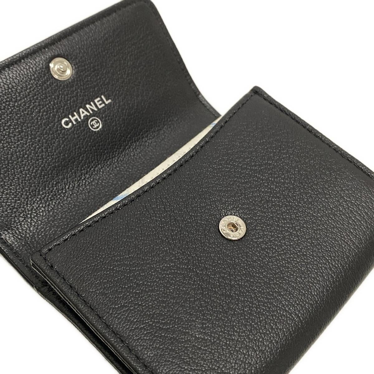 PRE-OWNED CC Ski Card Case Black Leather