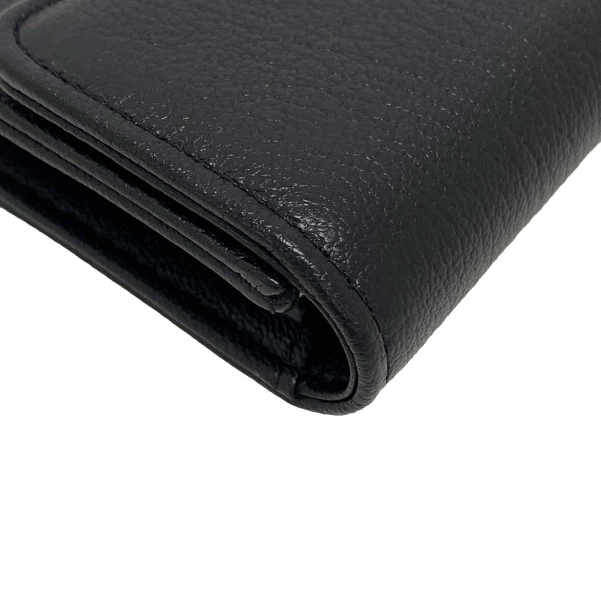 PRE-OWNED CC Ski Card Case Black Leather