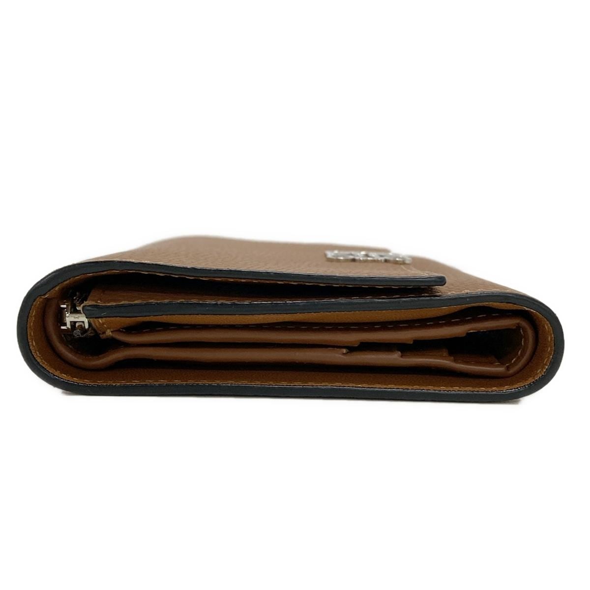 PRE-OWNED Trifold Wallet Brown Leather