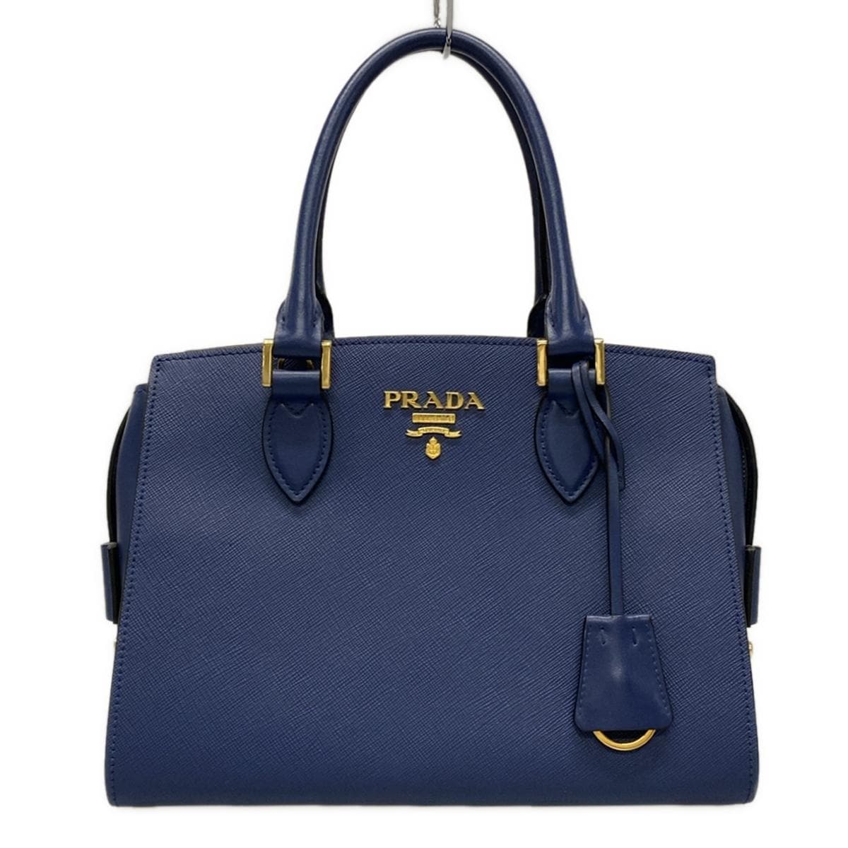 PRE-OWNED Navy Saffiano Leather Shoulder Bag