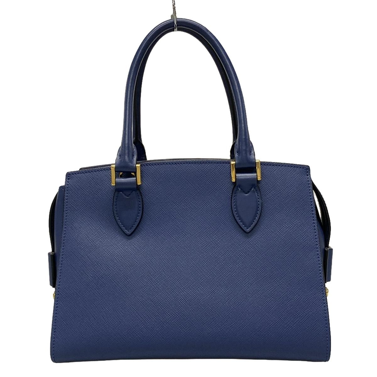 Bolso de hombro de piel saffiano azul marino USADO