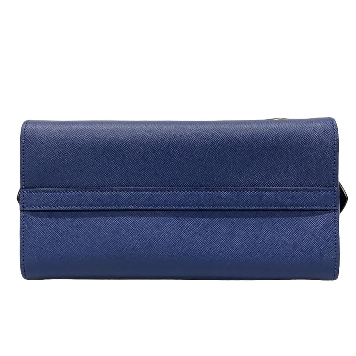 Bolso de hombro de piel saffiano azul marino USADO