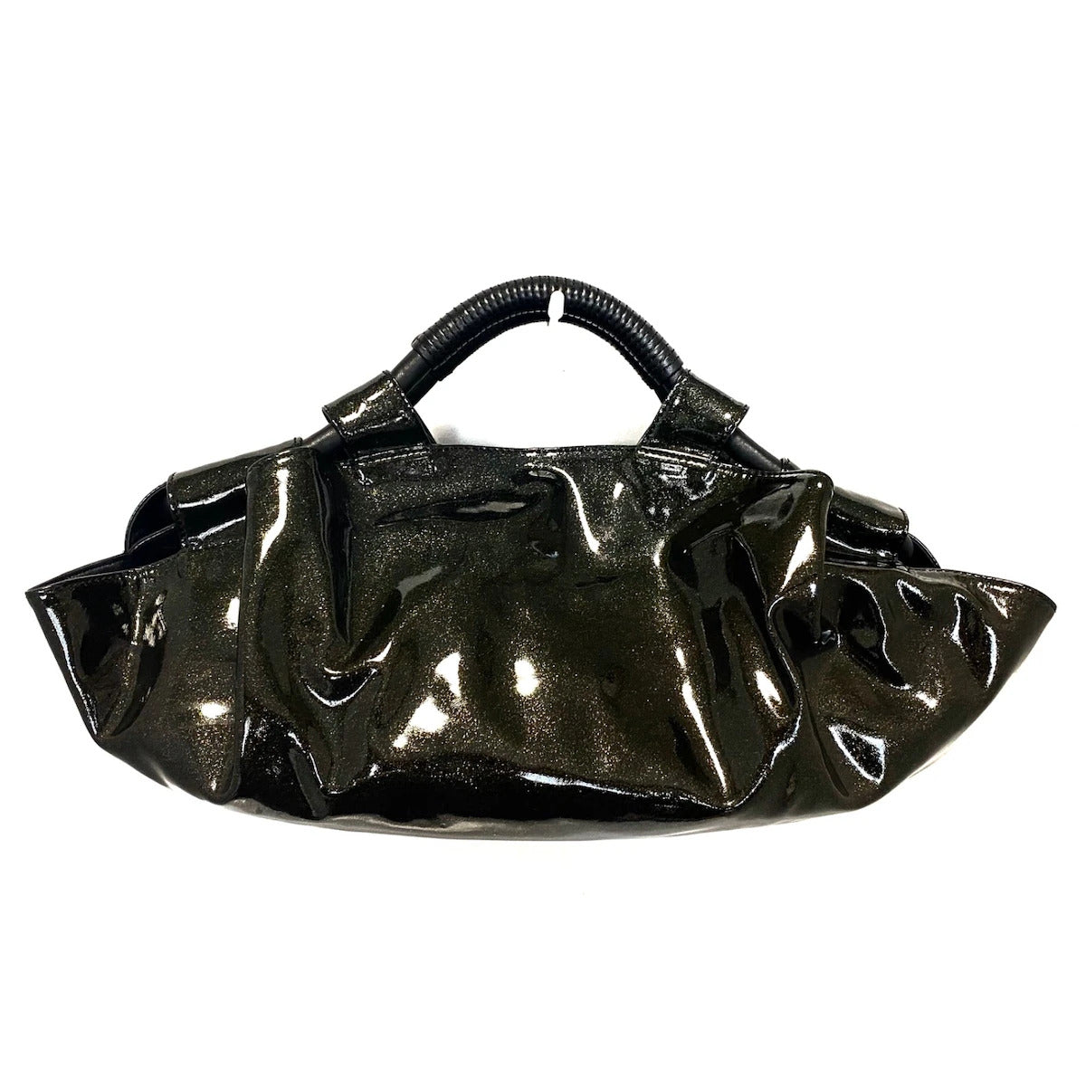 PRE-OWNED Nappa Aire Dark Green Black Patent Leather Tote Bag