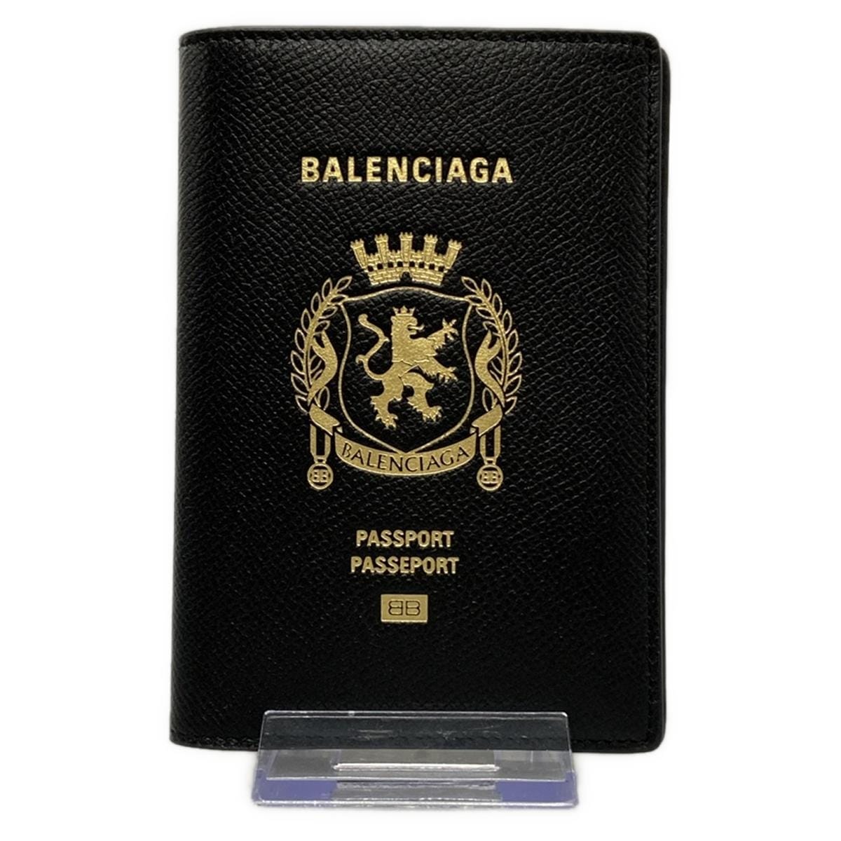 PRE-OWNED Passport Holder Accessory Case Black Calfskin