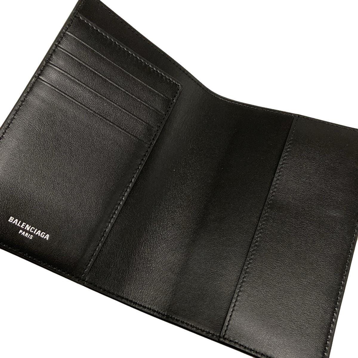 PRE-OWNED Passport Holder Accessory Case Black Calfskin