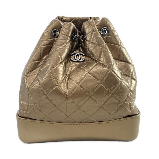 PRE-OWNED CC Bronze Aged Calfskin Gabrielle de Chanel Backpack