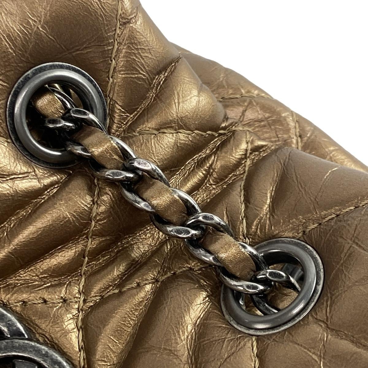 PRE-OWNED CC Bronze Aged Calfskin Gabrielle de Chanel Backpack