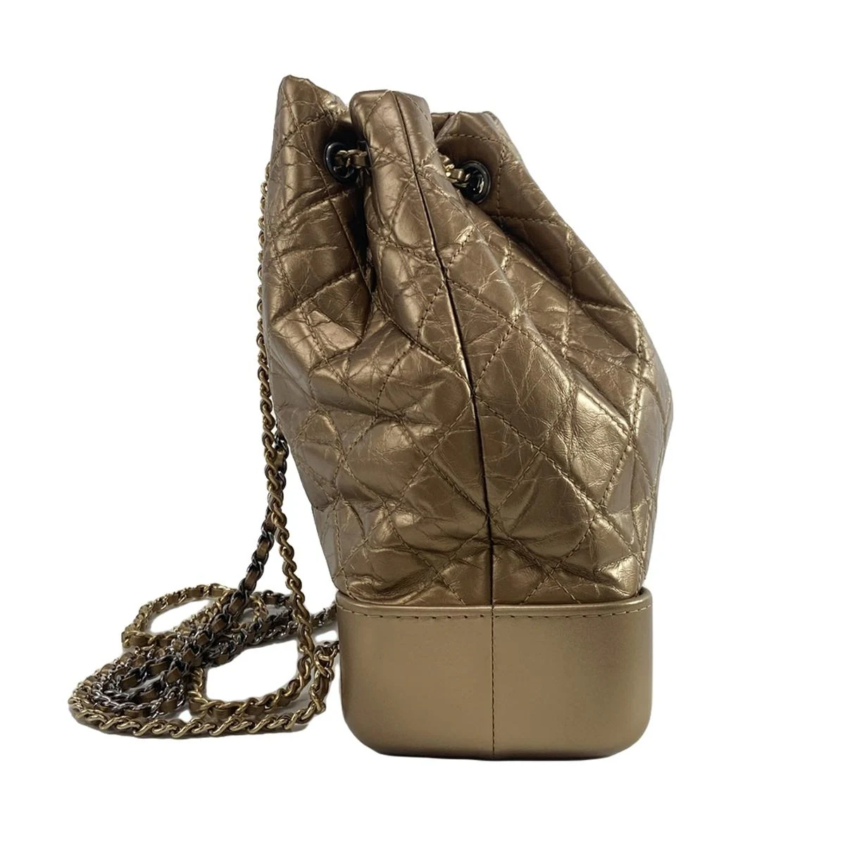 Mochila Gabrielle de Chanel CC de piel de becerro envejecida en bronce de segunda mano