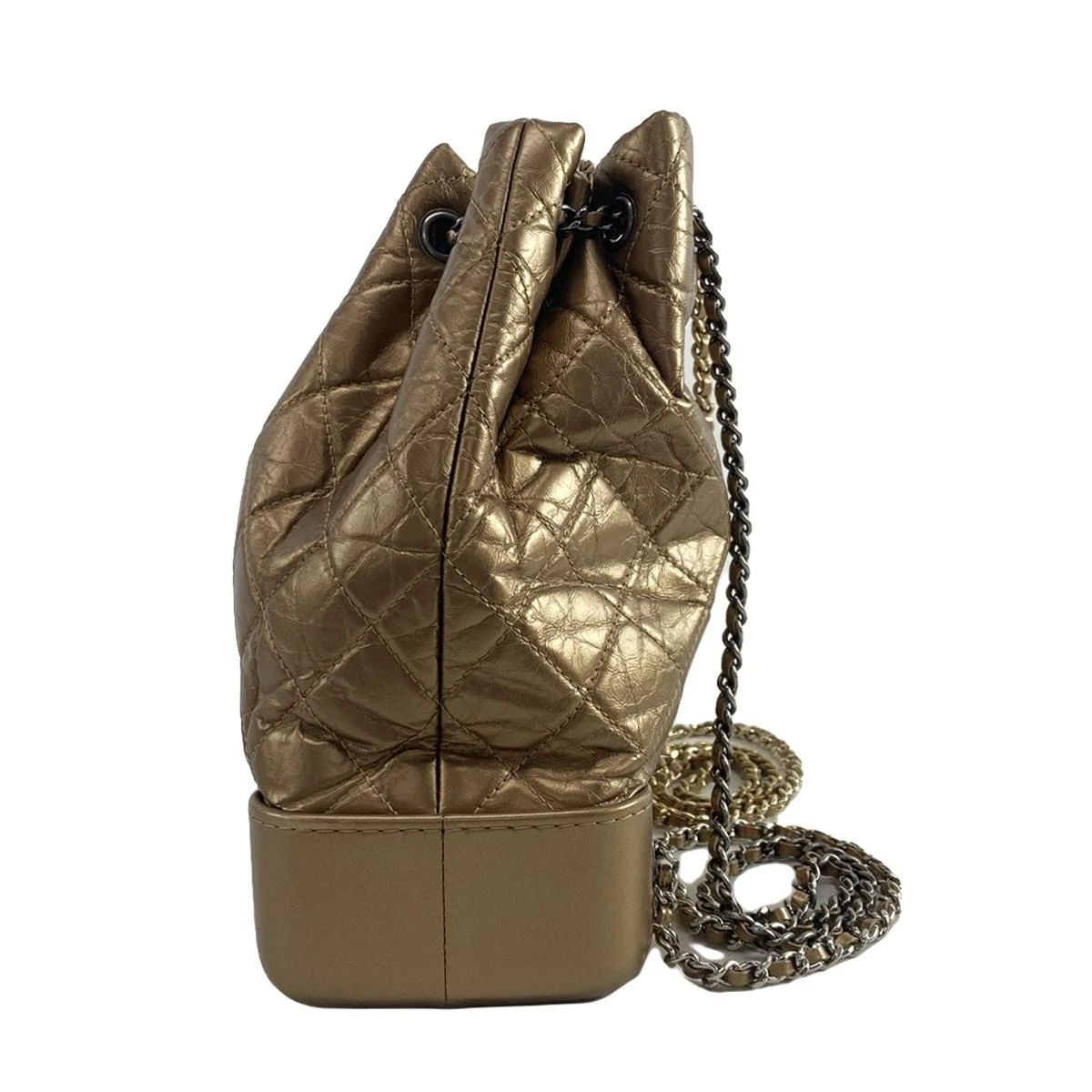 PRE-OWNED CC Bronze Aged Calfskin Gabrielle de Chanel Backpack