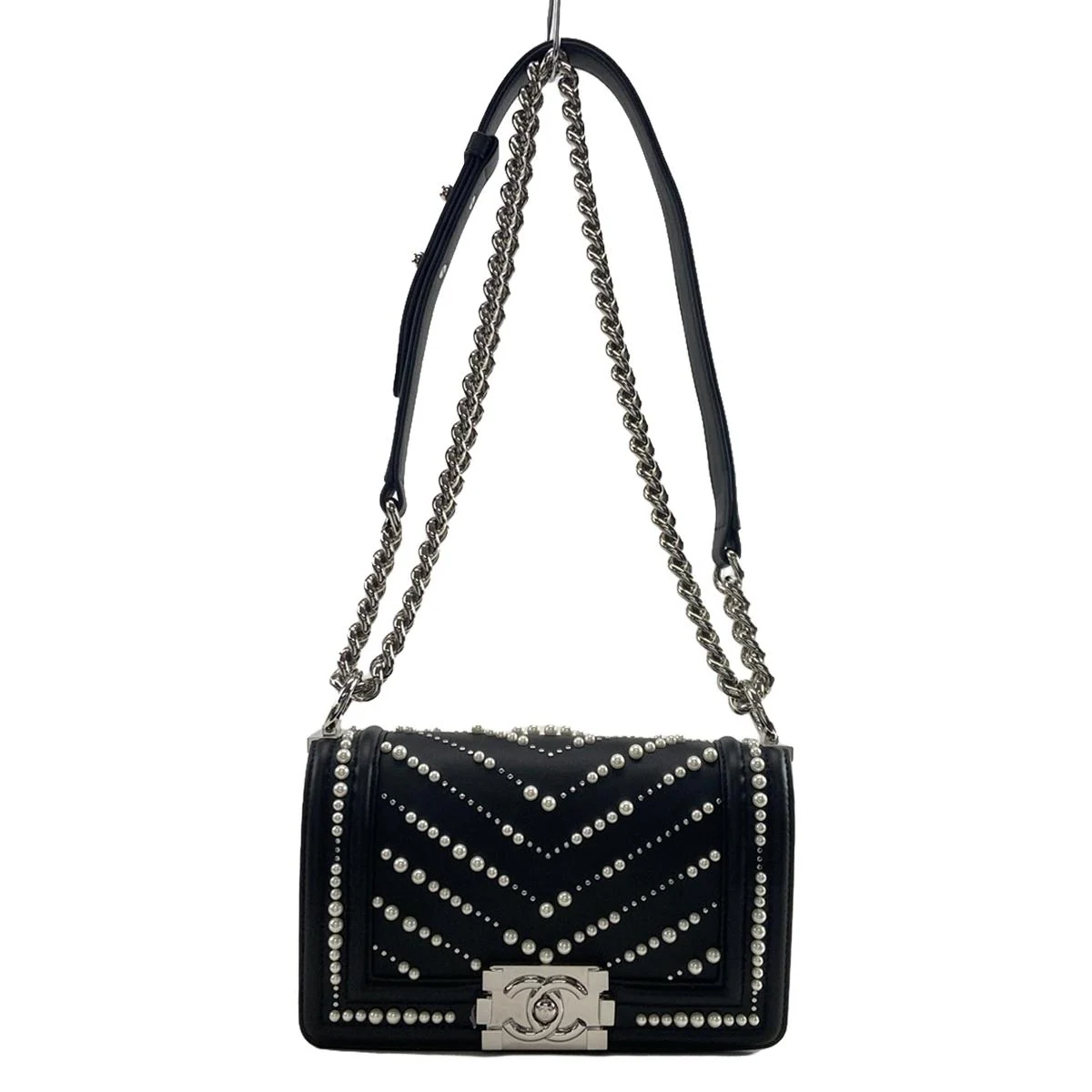 Bolso de hombro CC Boy de piel negra de segunda mano