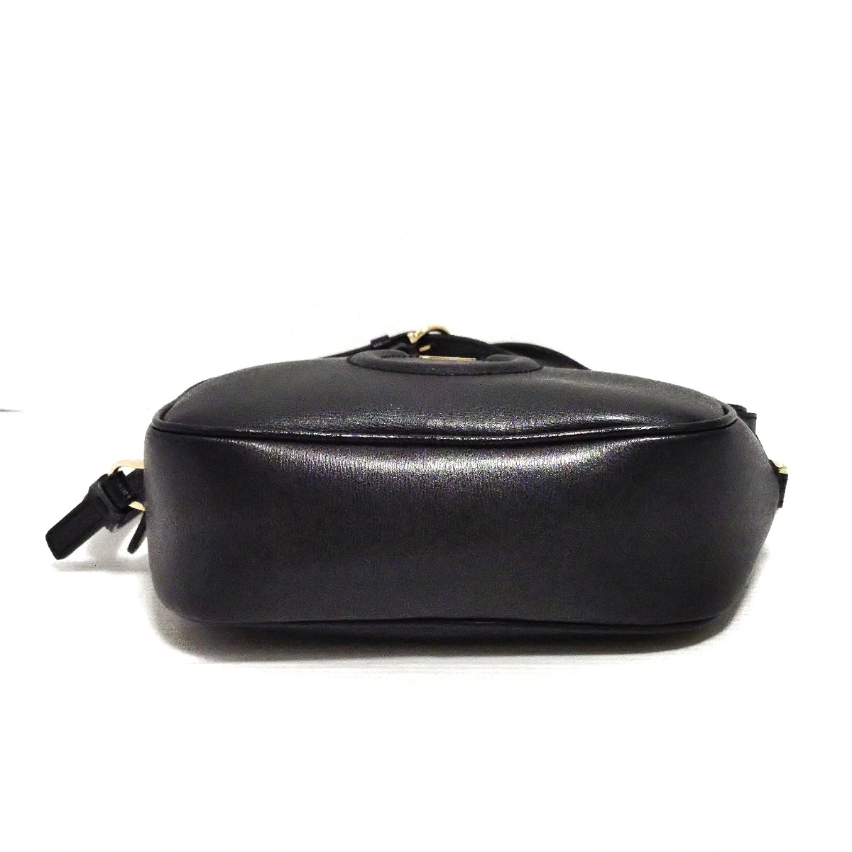 PRE-OWNED SF Gancio City Shoulder Bag Black Gold Leather