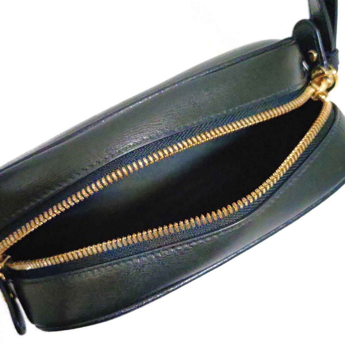 PRE-OWNED SF Gancio City Shoulder Bag Black Gold Leather