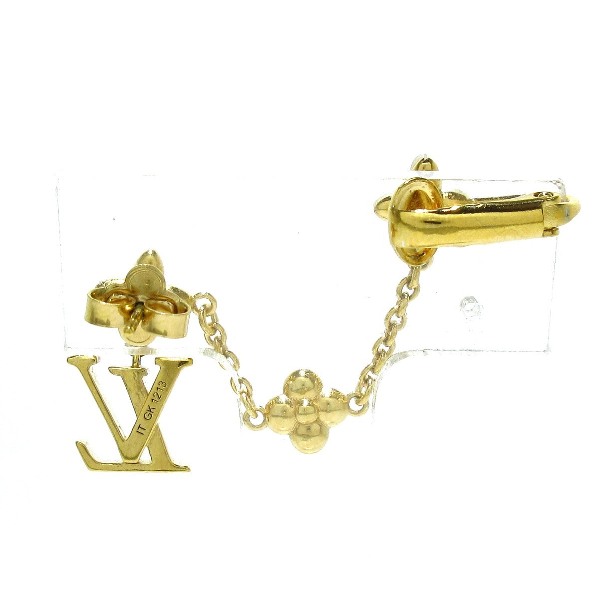 PRE-OWNED LV Floragram Gold White Metal Ear Cuff