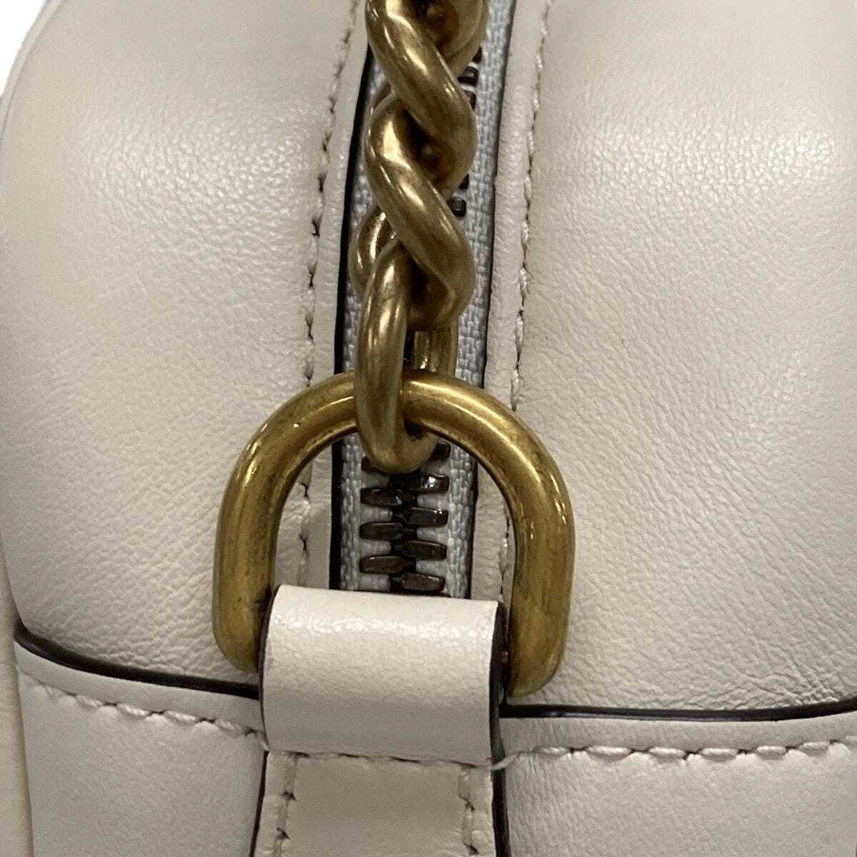 PRE-OWNED GG Marmont Small Quilting Cream Leather Crossbody Bag