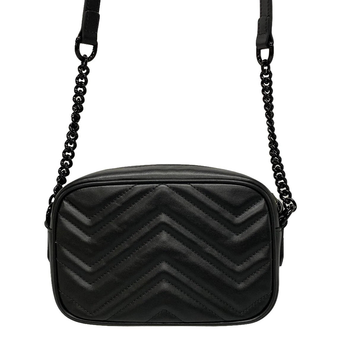 Bolso bandolera GG Marmont Mini de piel negra de segunda mano