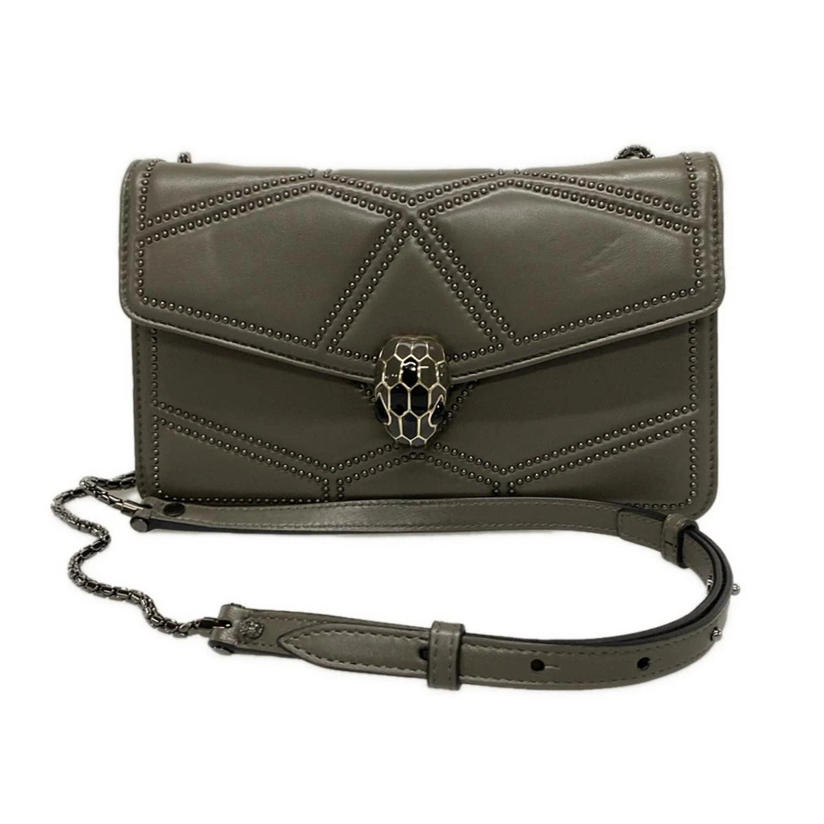 Bolso bandolera Serpenti Forever de piel color gris oscuro de segunda mano