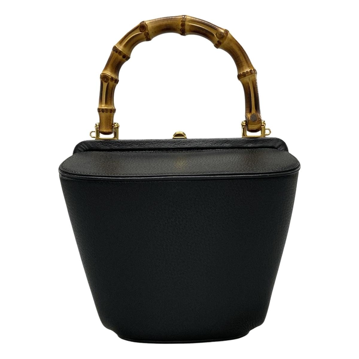 PRE-OWNED GG Small Bamboo Black Leather Bucket Bag