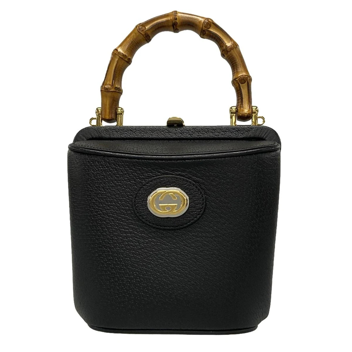 Bolso tipo cubo GG Mini Bamboo de piel negra de segunda mano