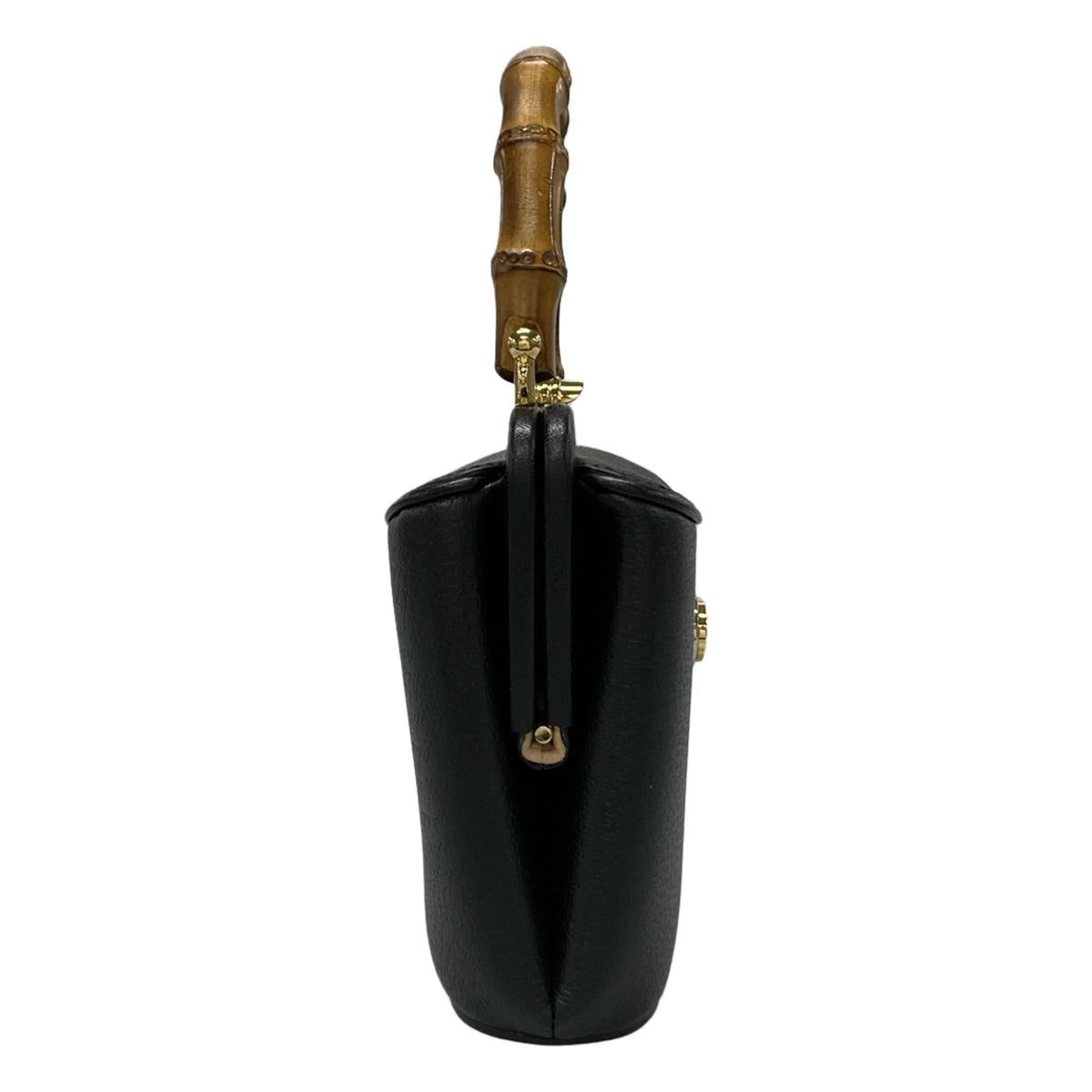 Bolso tipo cubo GG Mini Bamboo de piel negra de segunda mano