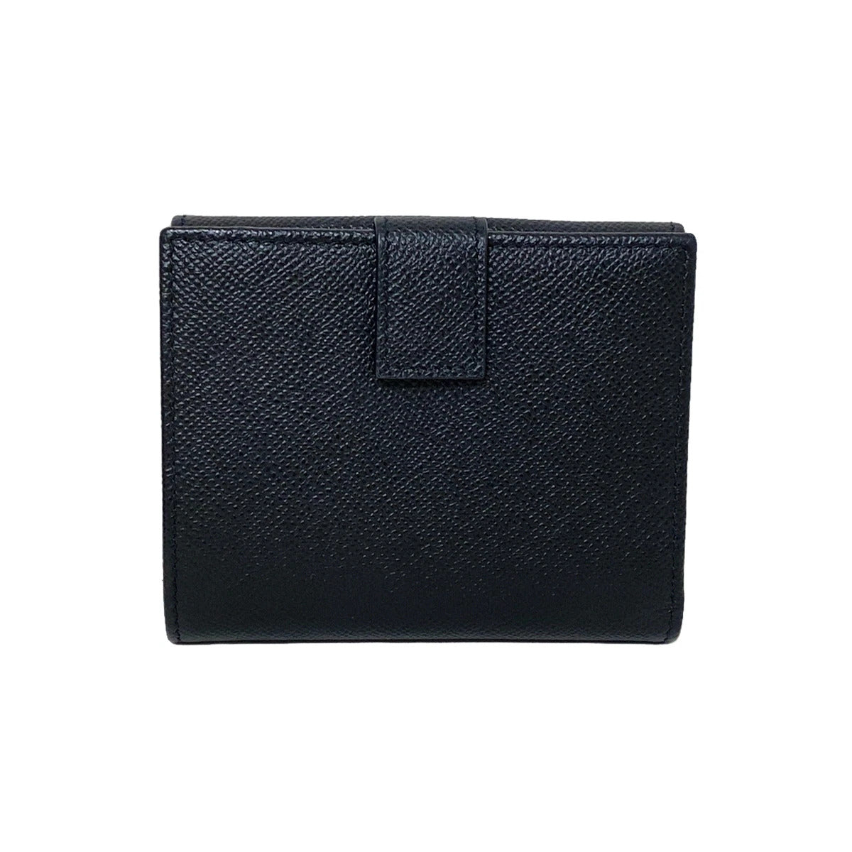 PRE-OWNED Gancini Gold Double Hook Black Leather Wallet