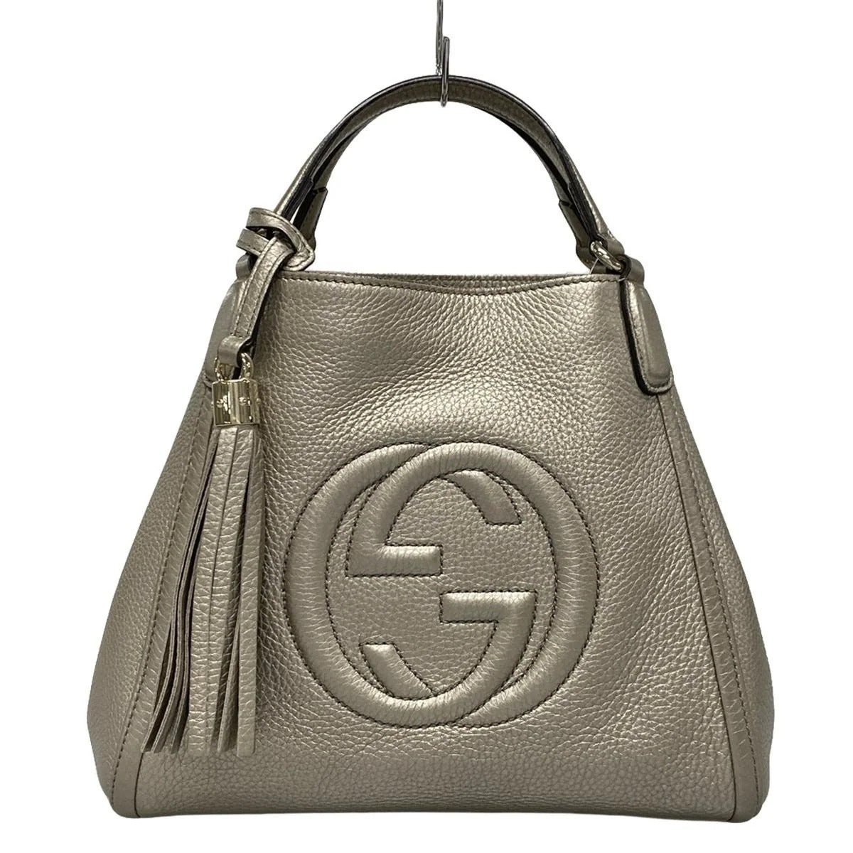 Bolso de mano de piel plateada GG Soho de segunda mano
