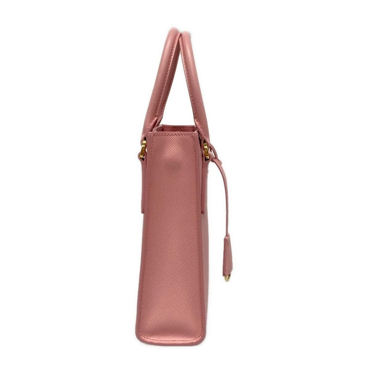 PRE-OWNED Triangle Logo Pink Saffiano Leather Shoulder Strap