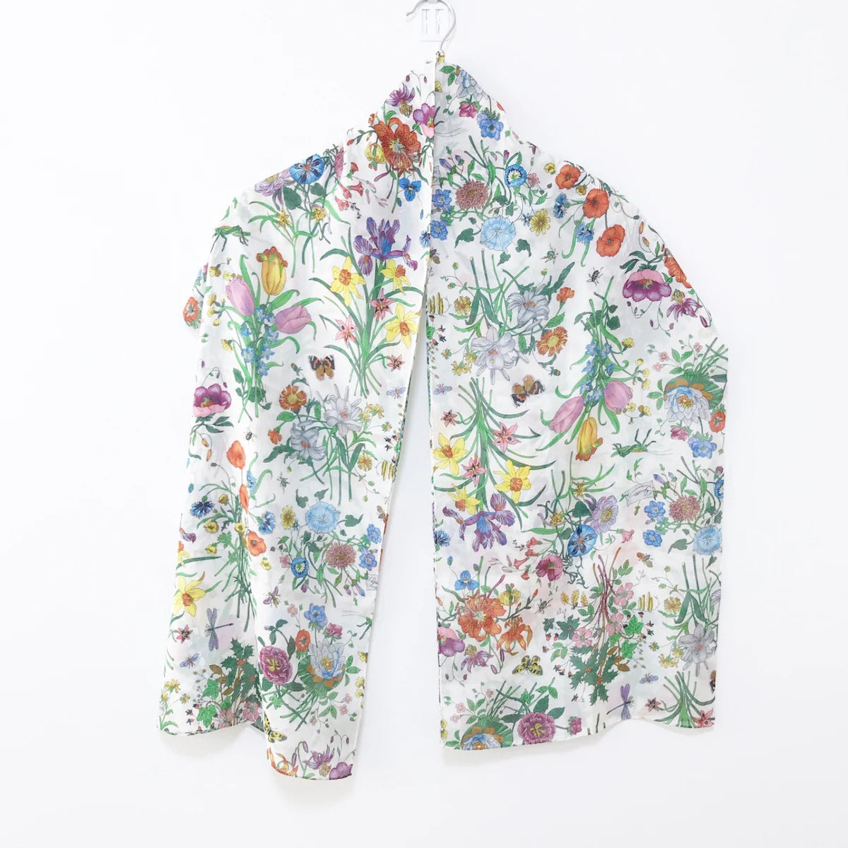 PRE-OWNED GG White Multicolor Flowers Scarf