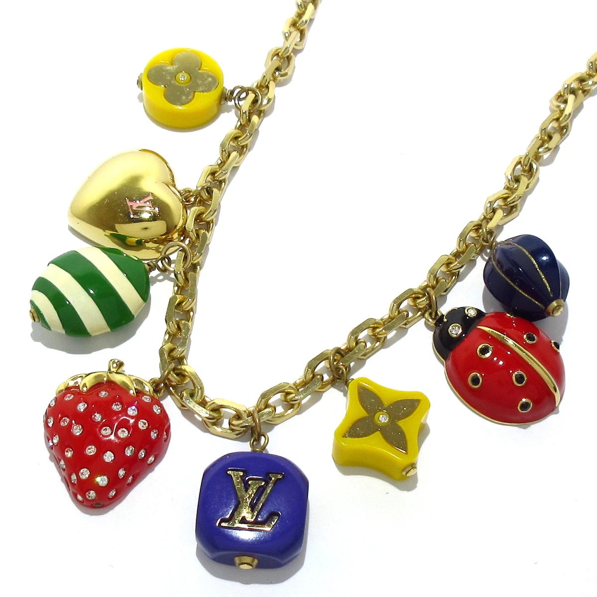 PRE-OWNED LV Multicolor Hardware Rhinestones Collier-Fraisse With Charms Necklace