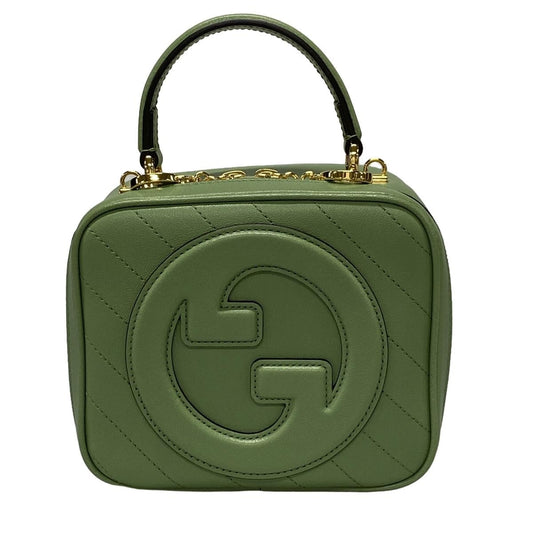 PRE-OWNED GG Blondie Small Top Handle Bag Light Green Leather