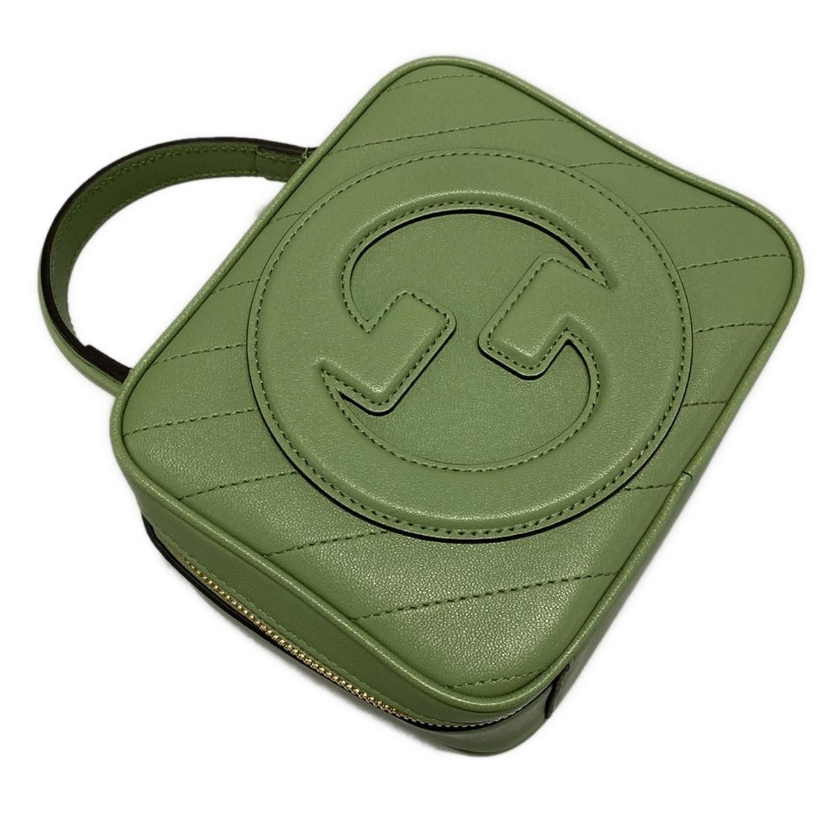 PRE-OWNED GG Blondie Small Top Handle Bag Light Green Leather