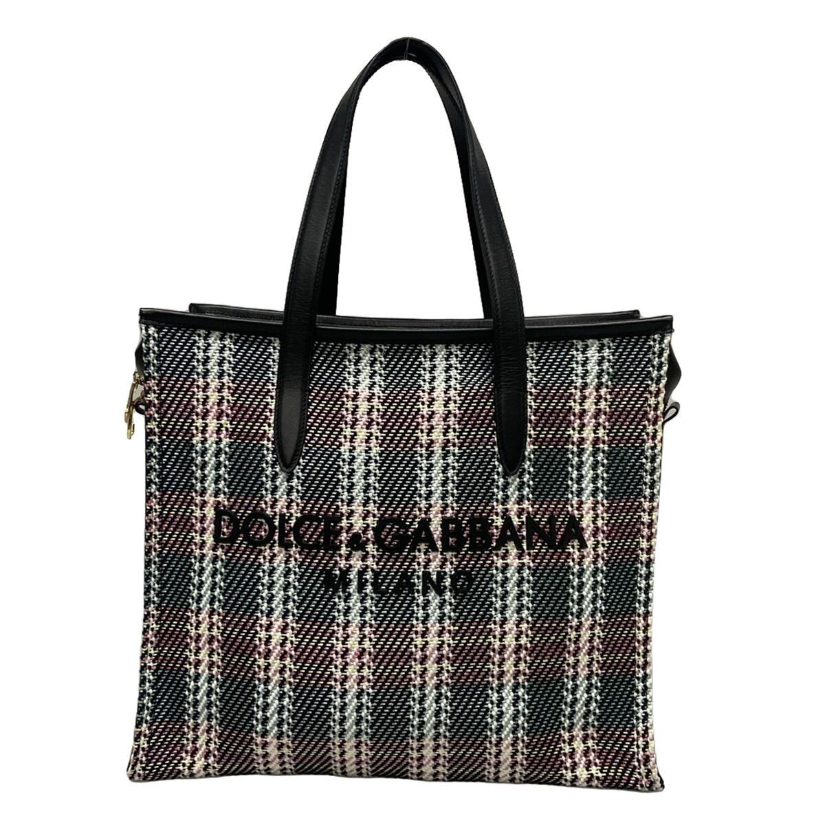 Bolso de mano de algodón y poliéster, de cuero y color verde y negro con logotipo de D&amp;G USADO