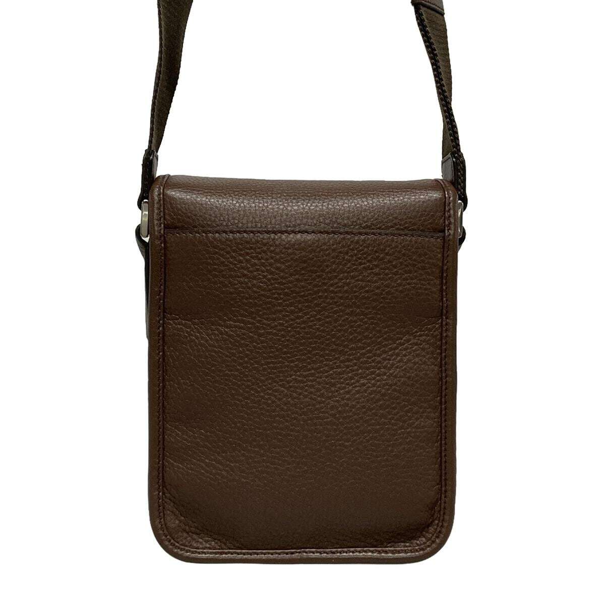 PRE-OWNED Dark Brown Leather Shoulder Bag