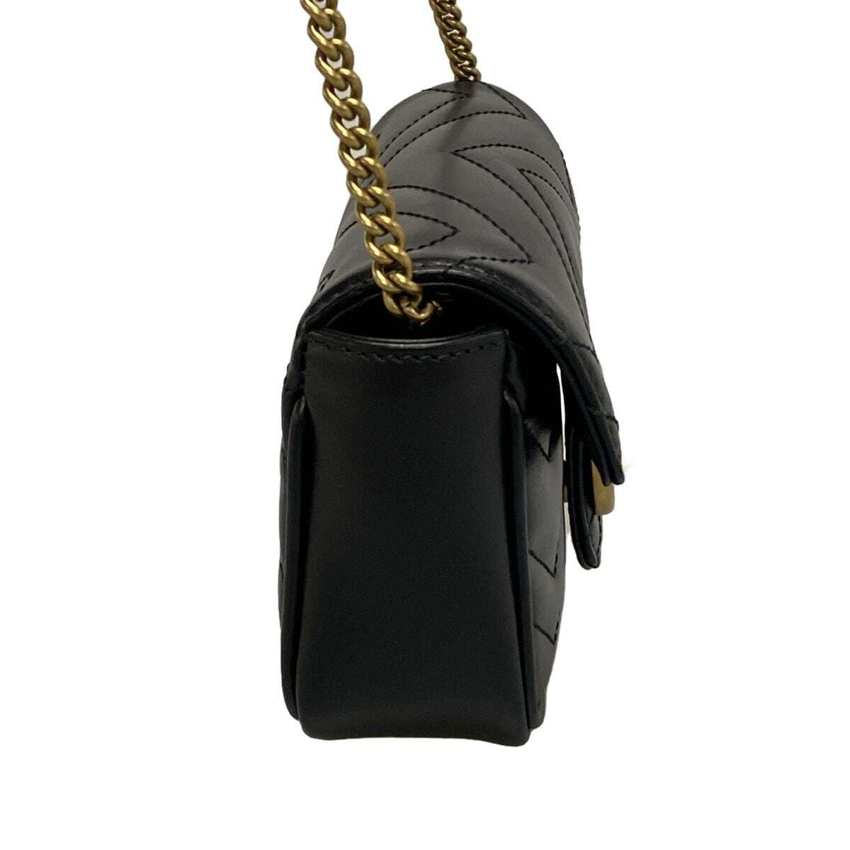 Bolso bandolera GG Marmont Super Mini de piel negra acolchado de segunda mano