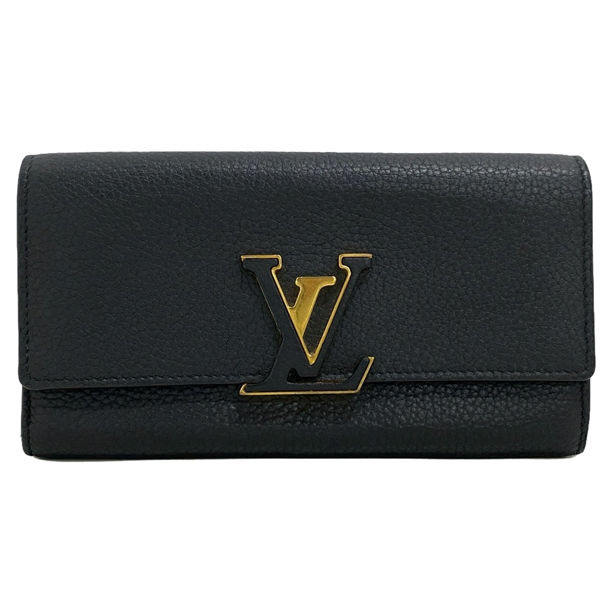 PRE-OWNED LV Portefeuille Capsine Capucines Long Wallet Noir Taurillon Leather